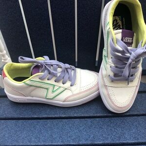 Vans Lowland White Sneakers with Multicolor Accents ComfyCush Pop 6.5